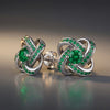 Celtic Knot™ Earrings — 18K White Gold | Emerald