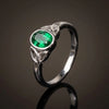 Celtic Magic™ Ring — 18K White Gold | Oval Emerald