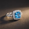 Winter Diamond™ Ring — 18K White Gold | Cushion Blue Topaz